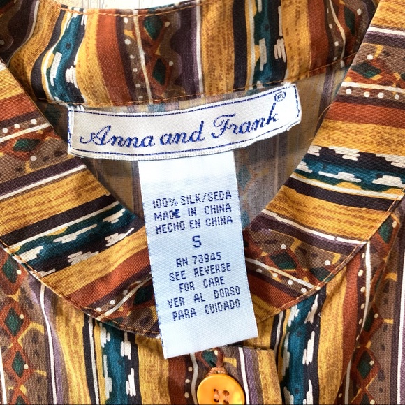 Vintage ANNA And FRANK Silk Button Down—SZ. Sm - Picture 9 of 10